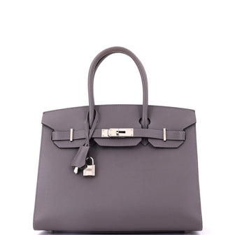 Hermes Birkin Sellier Bag Grey Epsom with Palladium Hardware 30