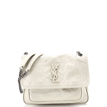 Saint Laurent Niki Chain Flap Bag Matelasse Chevron Leather Baby