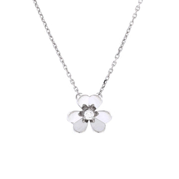 Van Cleef & Arpels Frivole Pendant Necklace 18K White Gold and Diamond Mini