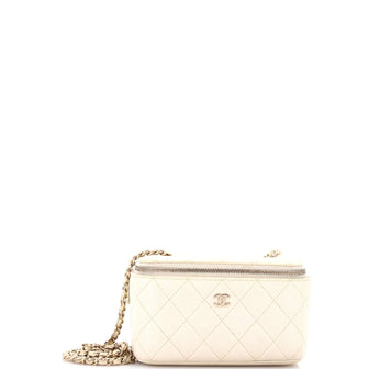 Chanel Classic Vanity Case with Chain Quilted Caviar Small