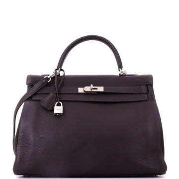 Hermes Kelly Handbag Brown Togo with Brushed Palladium Hardware 35