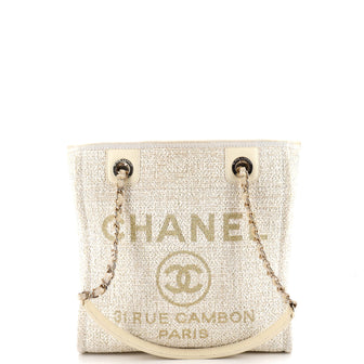 Chanel North South Deauville Tote Raffia with Glitter Detail Small