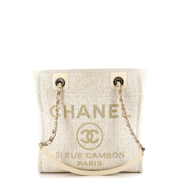 Chanel North South Deauville Tote Raffia with Glitter Detail Small