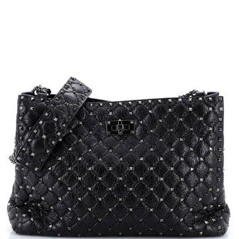 Valentino Garavani Rockstud Spike Chain Tote Quilted Leather Large