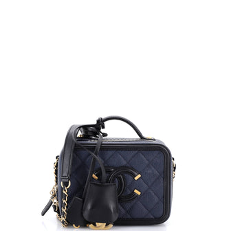Chanel Filigree Vanity Case Quilted Caviar Small
