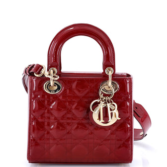 Christian Dior Lady Dior Bag Cannage Quilt Patent Small