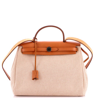 Hermes Herbag Zip Criss Viking Toile and Leather 31