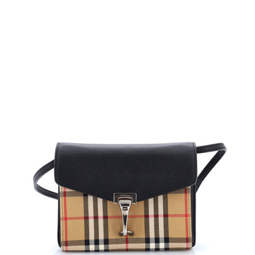 Burberry Macken Crossbody Bag Leather and Vintage Check Canvas Baby