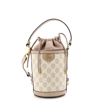 Gucci Ophidia Top Handle Bucket Bag GG Coated Canvas with Leather Mini