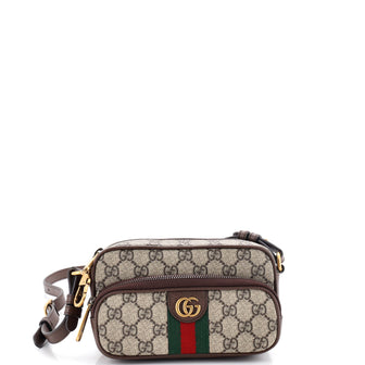 Gucci Ophidia Front Pocket Convertible Belt Bag GG Coated Canvas with Leather Mini