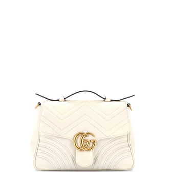 Gucci GG Marmont Top Handle Flap Bag Matelasse Leather Small