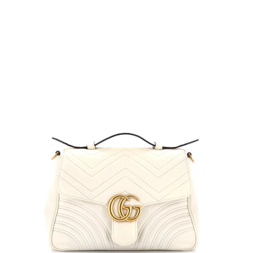 Gucci GG Marmont Top Handle Flap Bag Matelasse Leather Small