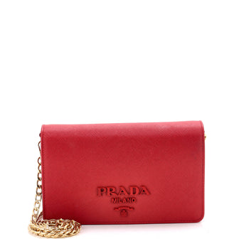 Prada Chain Wallet Crossbody Saffiano Leather