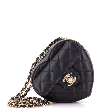 Chanel CC in Love Heart Clutch with Chain Quilted Lambskin