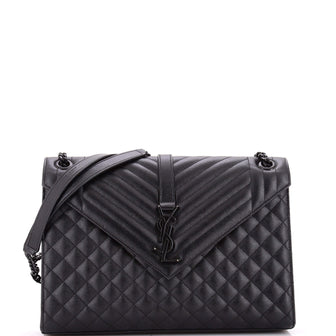 Saint Laurent Classic Monogram Envelope Satchel Mixed Matelasse Leather Large