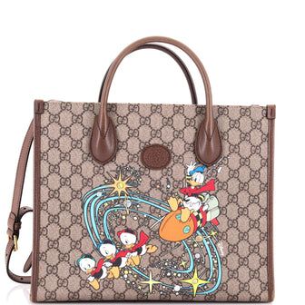 Gucci Disney Donald Duck Convertible Tote Printed GG Coated Canvas Medium