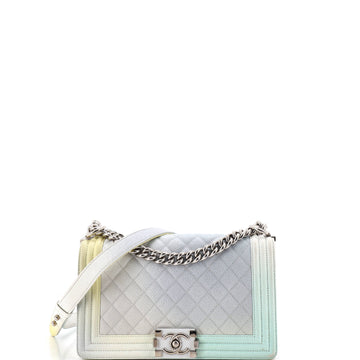 Chanel Rainbow Boy Flap Bag Quilted Painted Caviar Old Medium