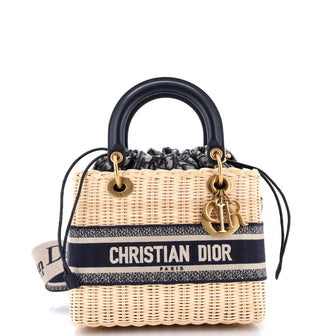 Christian Dior Lady Dior Bag Wicker and Oblique Canvas Medium