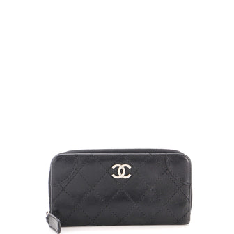 Chanel Zip Around Wallet Quilted Caviar Long