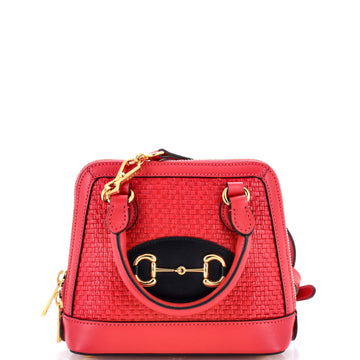 Gucci Horsebit 1955 Top Handle Bag Raffia Mini