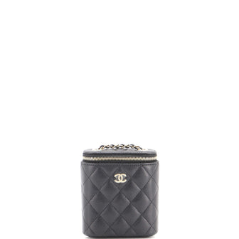 Chanel Vertical Classic Vanity Case with Chain Quilted Caviar Mini