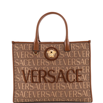 Versace Allover Medusa Tote Printed Jacquard Canvas Large