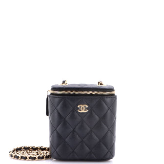 Chanel Vertical Classic Vanity Case with Chain Quilted Caviar Mini