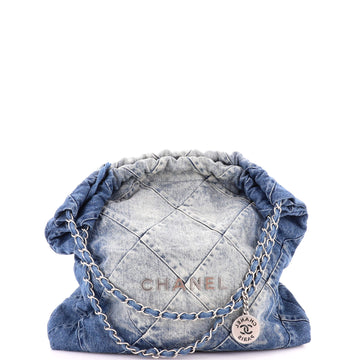 Chanel 22 Chain Hobo Quilted Denim Medium