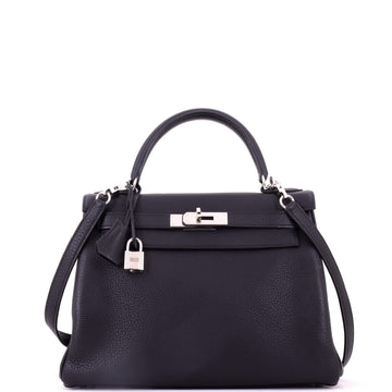 Hermes Kelly Handbag Noir Togo with Palladium Hardware 28