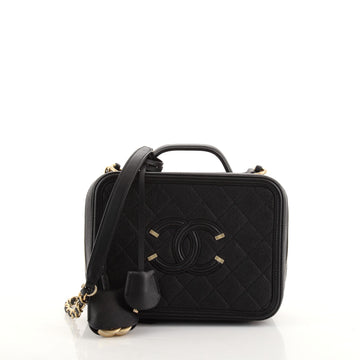Chanel Filigree Vanity Case Quilted Caviar Medium