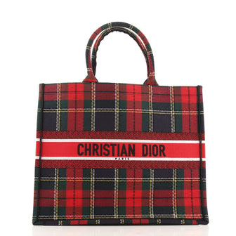 Christian Dior Book Tote Tartan Check Canvas Small