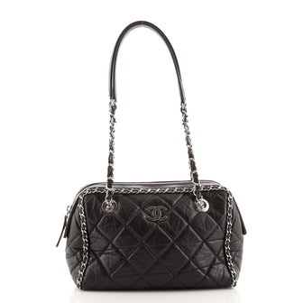 Chanel Running Chain Around Camera Bag Quilted Crumpled Calfskin Medium