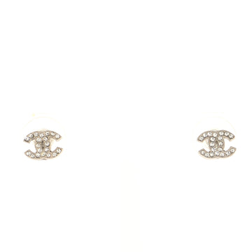 Chanel CC Stud Earrings Crystal Embellished Metal