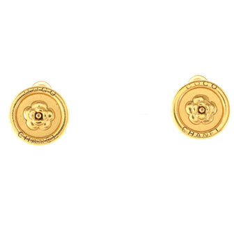 Chanel Vintage CC Camellia Clip-On Earrings Metal