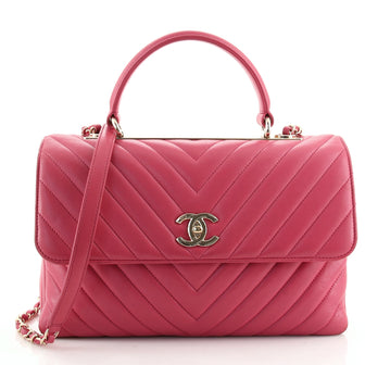 Chanel Trendy CC Top Handle Bag Chevron Lambskin Medium