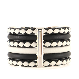 Hermes Kyoto Tresse Cuff Bracelet Leather with Palladium Hardware Wide