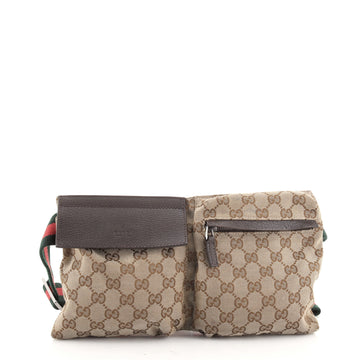 Gucci Vintage Double Belt Bag GG Canvas
