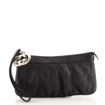 Gucci Interlocking G Wristlet Pouch Guccissima Leather