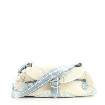 Christian Dior Vintage Logo Round Flap Shoulder Bag Canvas with Diorissimo Detail Medium