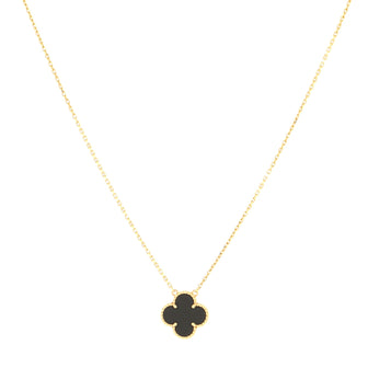 Van Cleef & Arpels Vintage Alhambra Pendant Necklace 18K Yellow Gold and Onyx