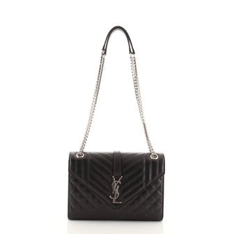 Saint Laurent Classic Monogram Envelope Satchel Quilted Leather Medium