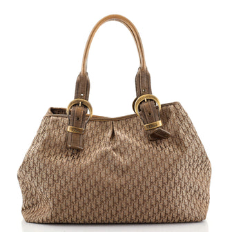 Christian Dior Vintage Buckle Open Tote Diorissimo Canvas with Printed Pony Hair Medium
