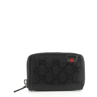 Gucci Web Loop Zip Around Card Case GG Imprime