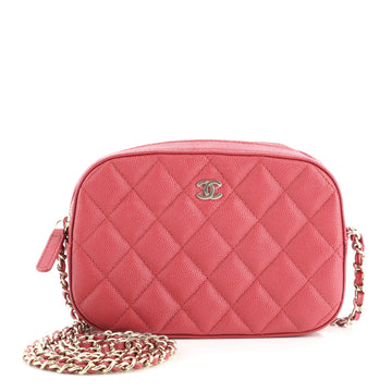 Chanel Zip Around Chain Camera Case Quilted Caviar Mini