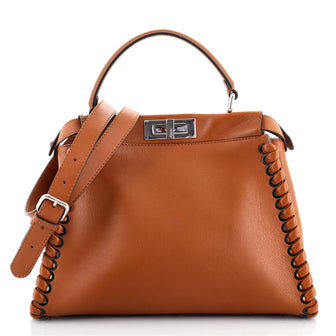 Fendi Peekaboo Bag Whipstitch Leather Regular