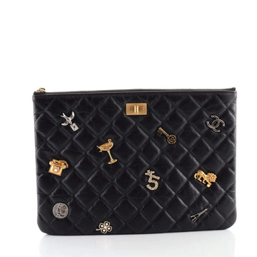 Chanel Lucky Charms Reissue 2.55 O Case Clutch Quilted Aged Calfskin Medium
