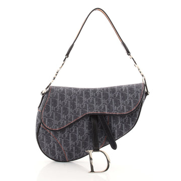 Christian Dior Vintage Saddle Bag Diorissimo Denim Medium