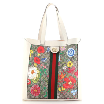 Gucci Ophidia Soft Open Tote Flora GG Coated Canvas Large