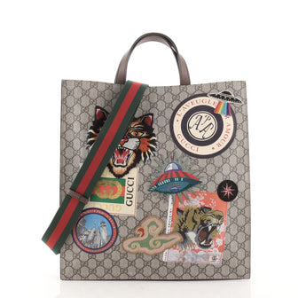 Gucci Courrier Convertible Soft Open Tote GG Coated Canvas with Applique North South