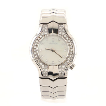 Tag Heuer Alter Ego Quartz Watch Stainless Steel with Diamond Bezel, Lugs and Markers and Mother of Pearl 29